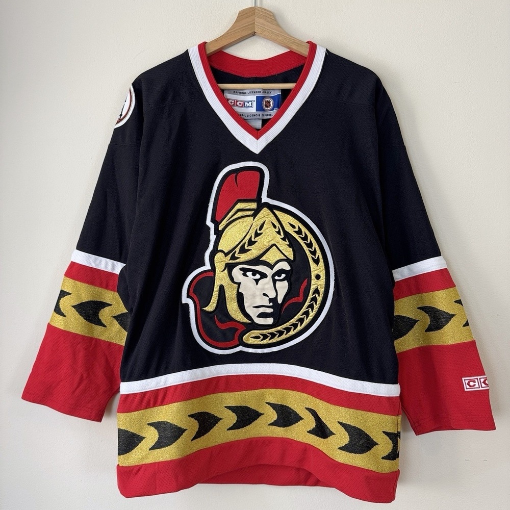 Vintage CCM NHL Ottawa Senators Dennis Vial Black Hockey Jersey - Small
